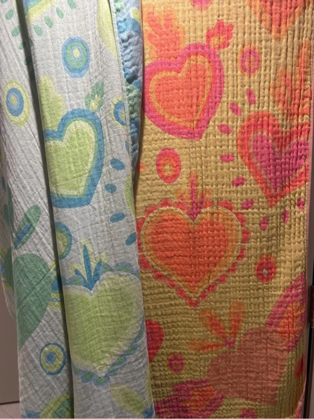 Heart Patterned Throw Blanket Green and Blue Last Available Best Seller New NWT